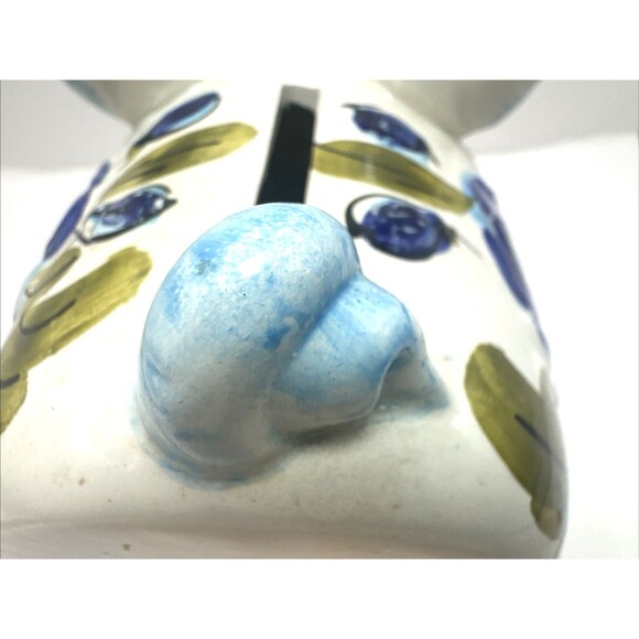 Vintage Italian Ceramic Piggy Bank Blue Flowers PIG BANK Made In Italy 5.5 X 5.5 - Picture 11 of 13